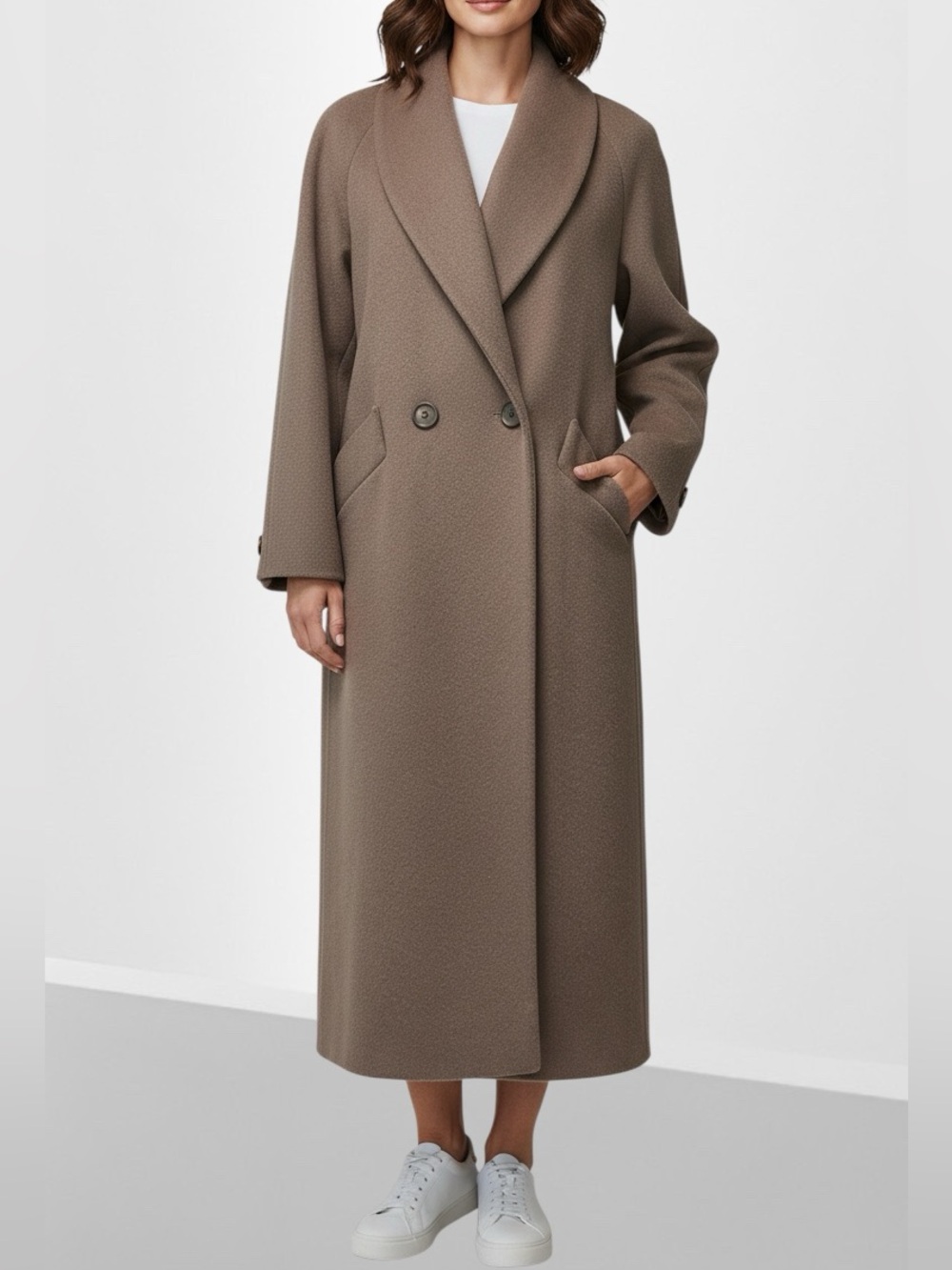 Vintage 90s Kasper Women’s Taupe 100% Pure Wool Overcoat Size 2